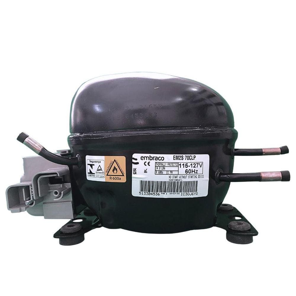 Compressor Motor 1/5 HP EM2S70CLP Gás R600 Embraco 110V