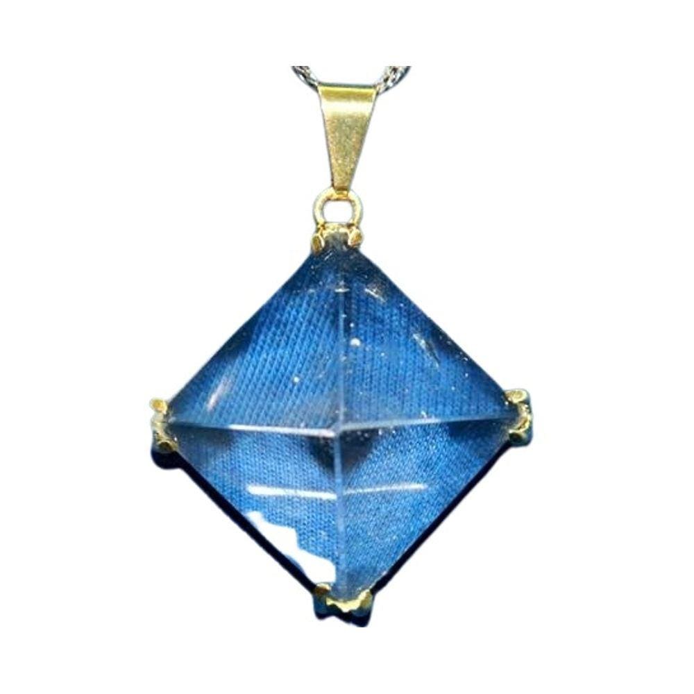 Colar Pirâmide Cristal Extra Garra Dourado Montagem Prata950