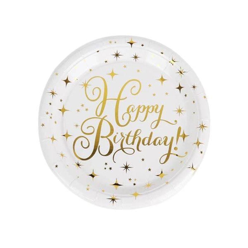 Kit 10 Pratos Sobremesa 18Cm Descartáveis Papel Aniversário