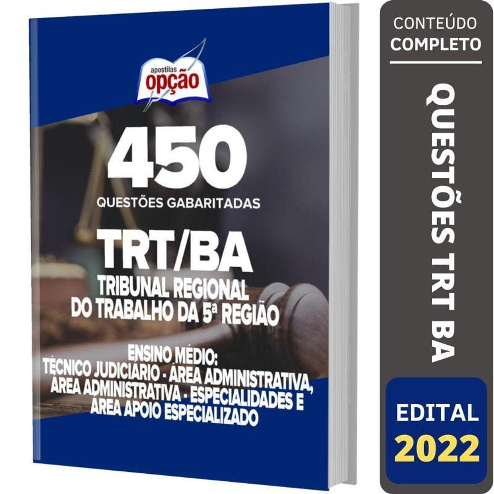 Caderno De Testes Trt Ba Ensino Médio - Questões Gabaritadas