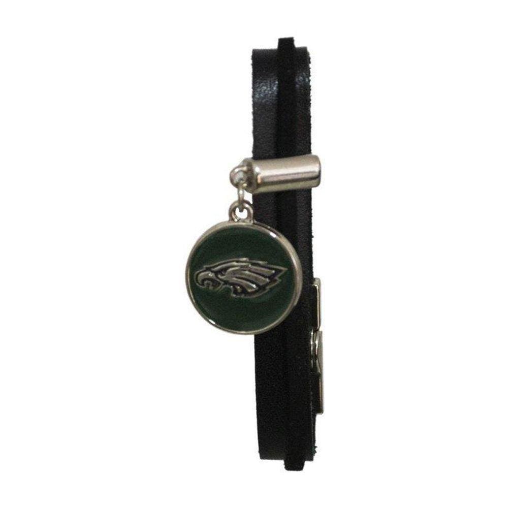 Pulseira Philadelphia Eagles Nfl Preto Com Pingente Metálico