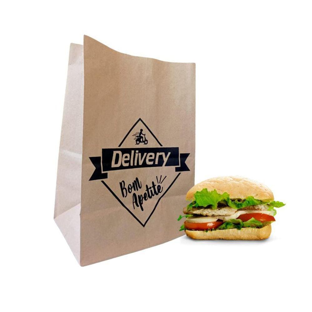 Saco Kraft Para Delivery Sos P 20X12X26Cm Com 50 Un.