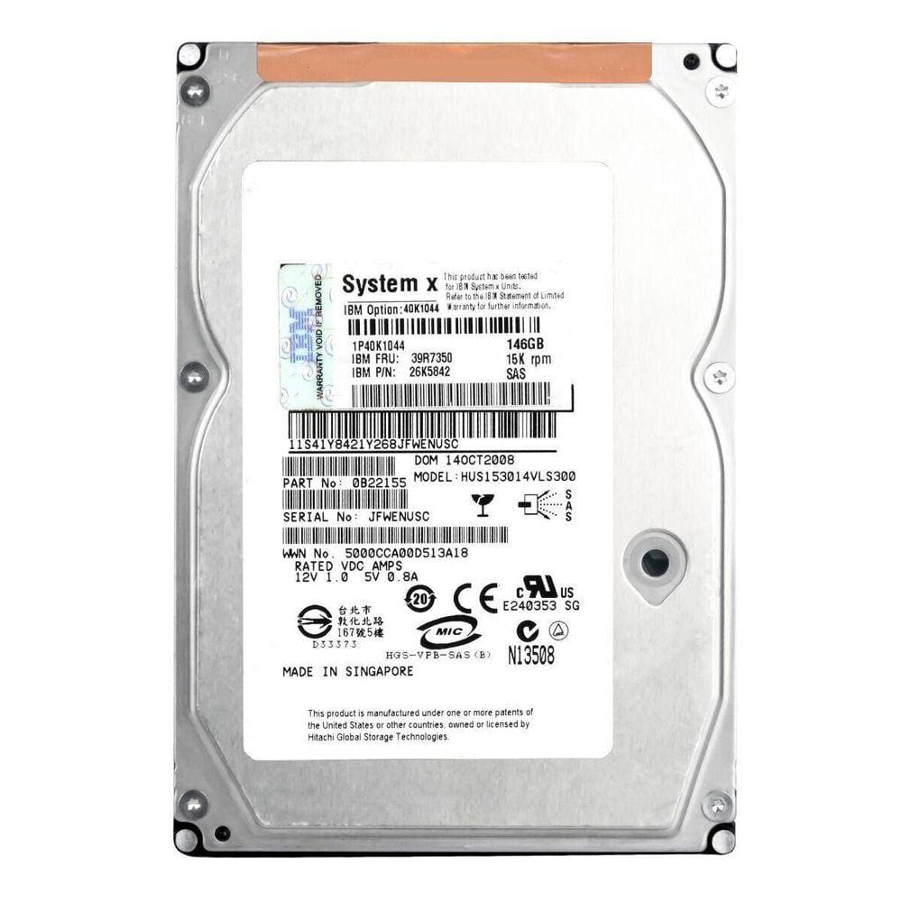 Hd Sas Ibm 146Gb 15K 3.5 40K1044 39R7350 26K5842
