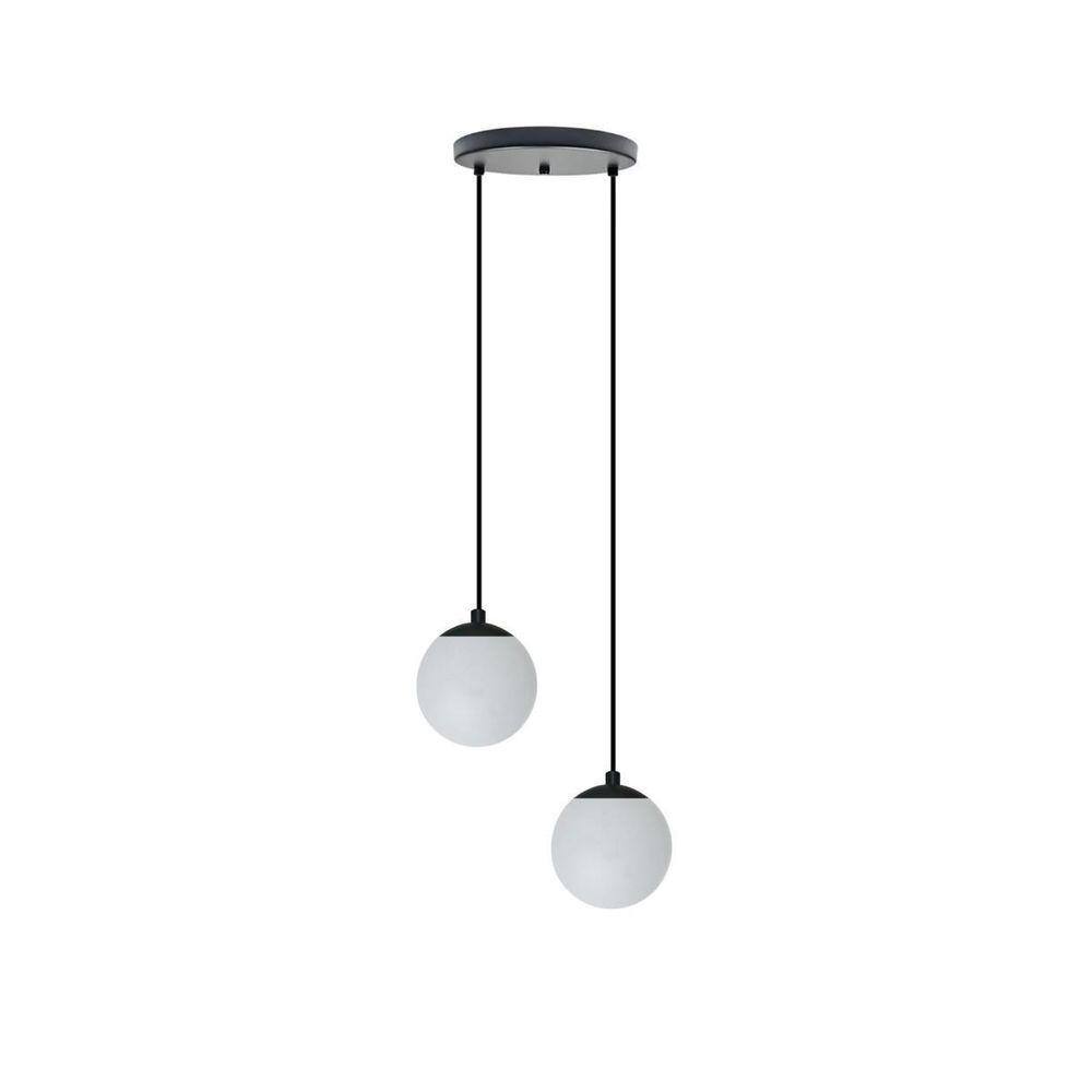 Pendente Preto Globo Duplo 20cmx1,50m - Bivolt