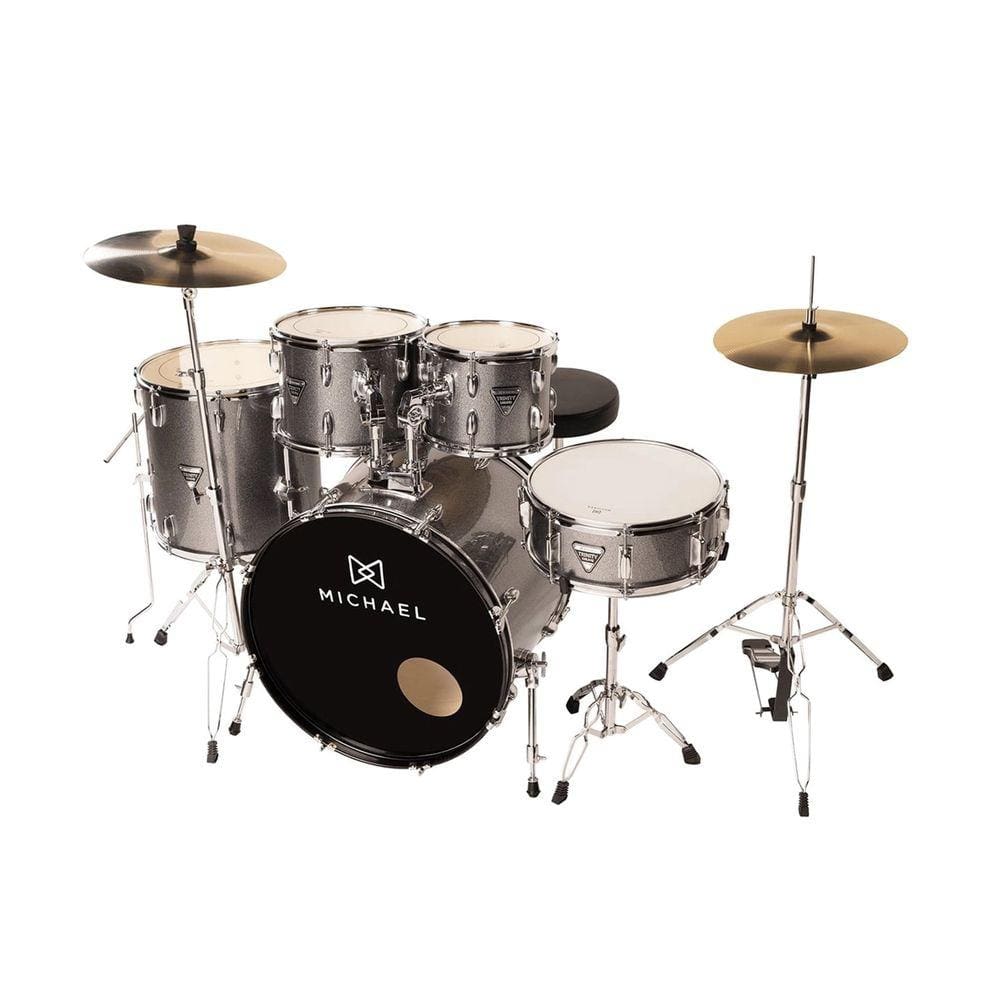 Bateria Acústica Michael Trinity DMT220 GY Dark Gray Bumbo 20 Completa Cinza
