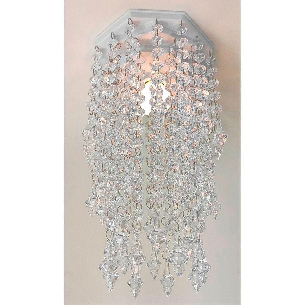 Lustre Base Acrílico Branco 17cm Altura 27cm