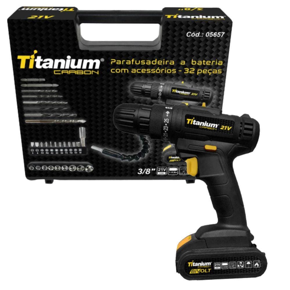 Parafusadeira Furadeira Bateria 21V Carbon 35 Acess Titanium