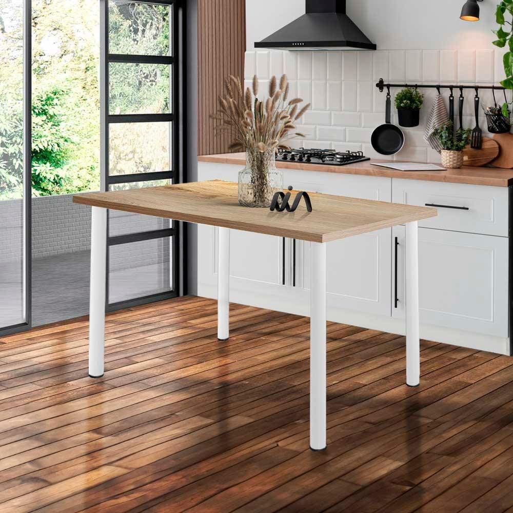 Mesa De Jantar Retangular 4 Lugares 110 cm Branco Carvalho Pop Ciplafe