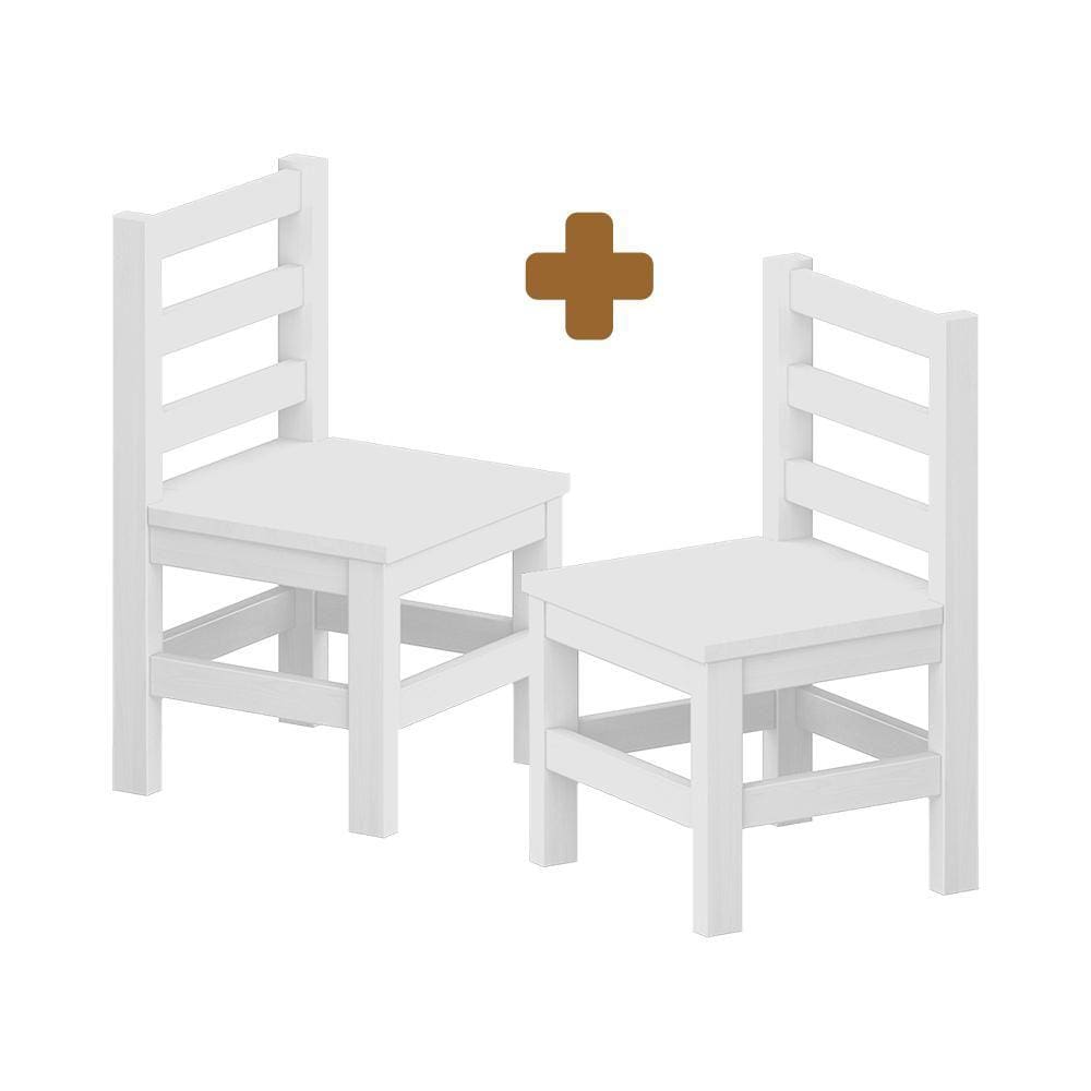 Kit 2 Mini-Cadeiras De Madeira Maciça Infantil Branco Nemargi