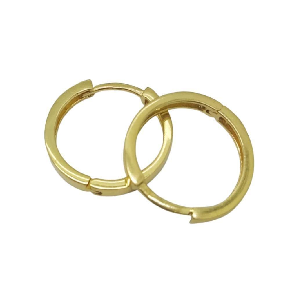 Brinco Argola 13 mm Redondo Ouro Dourado Elister Joias