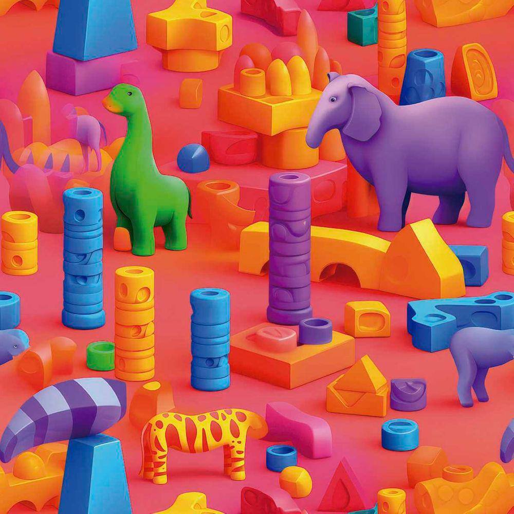 Papel de Parede Auto Adesivo Infantil Colorido Animais fofos decorativo Quarto Bebe 15m