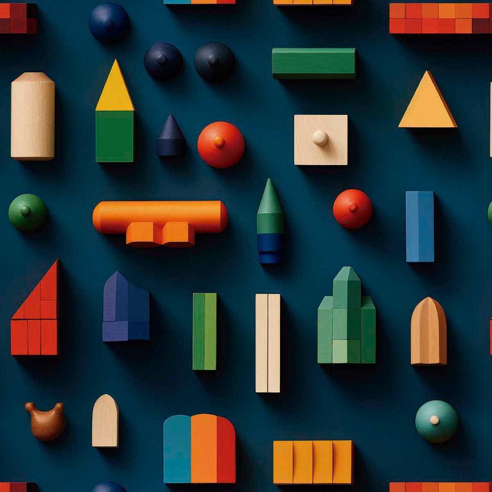 Papel de Parede Auto Colante Quarto Infantil Bloquinhos Coloridos Vinil decorativo Criança 18m