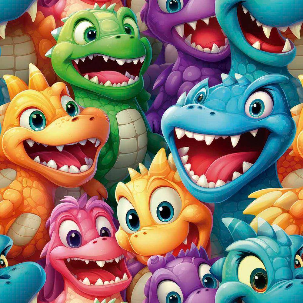 Papel de Parede Auto Colante Infantil Dinossauros Coloridos Lavavel Quarto Crianca bebê 15m