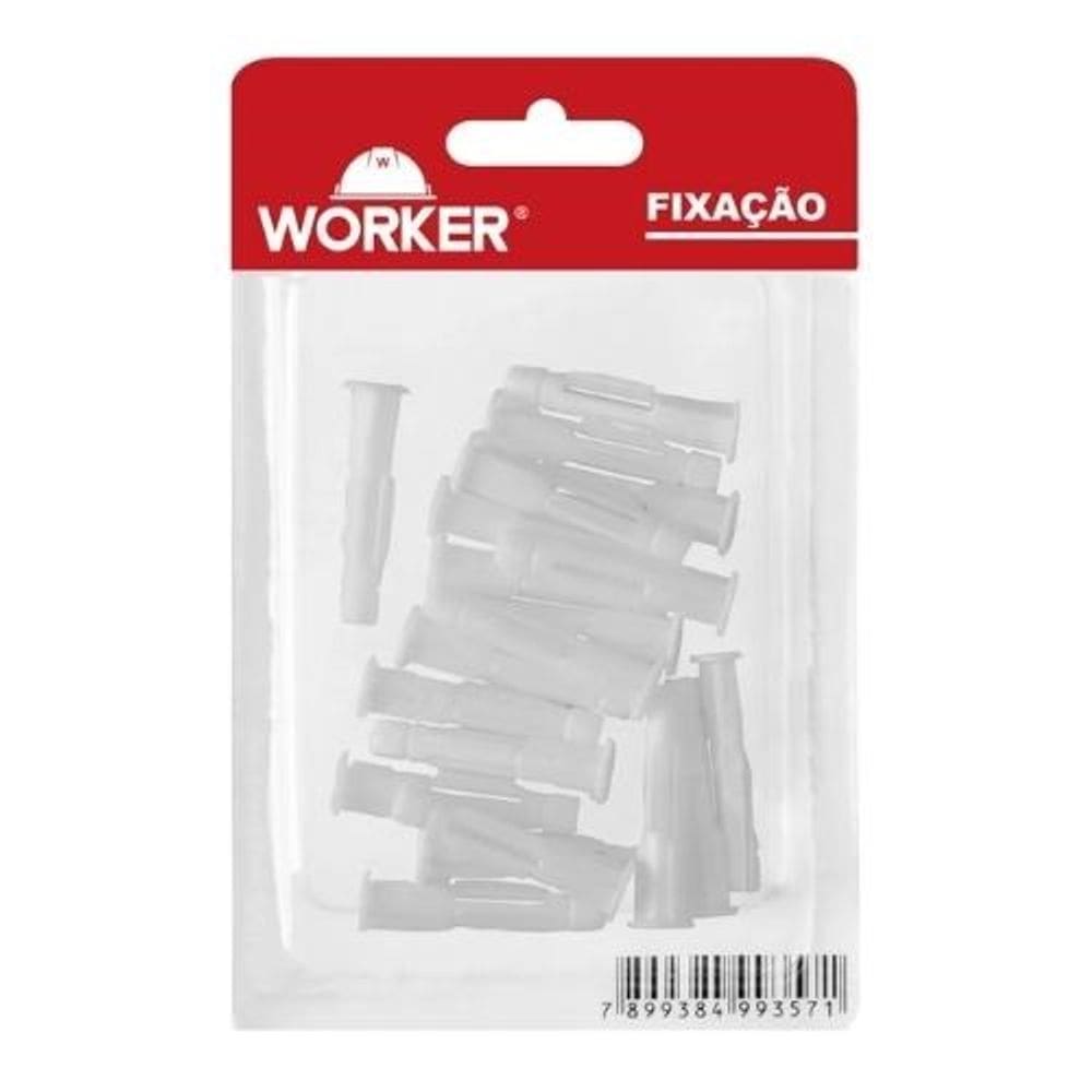 Kit 20 Buchas Plásticas 6mm Par Maciça Oca - Worker
