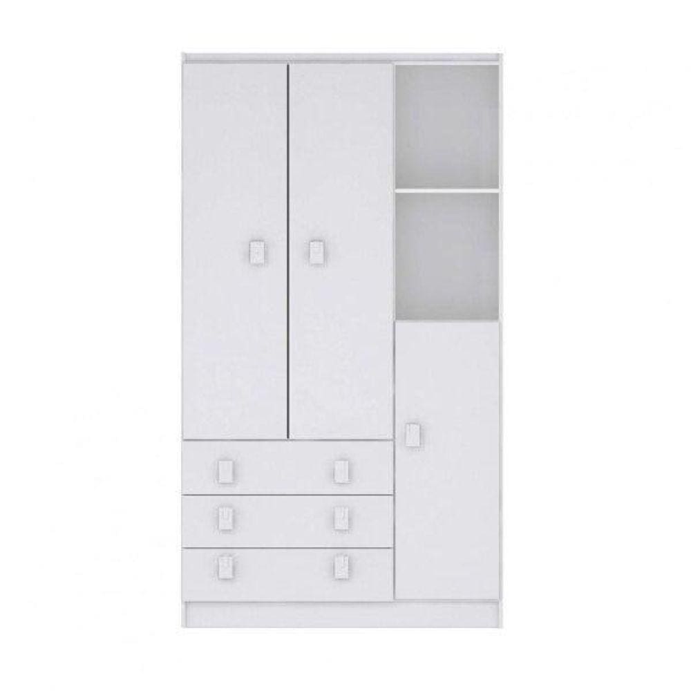 Guarda Roupa de Bebê 3 Portas Flex Branco/Rosa/Azul