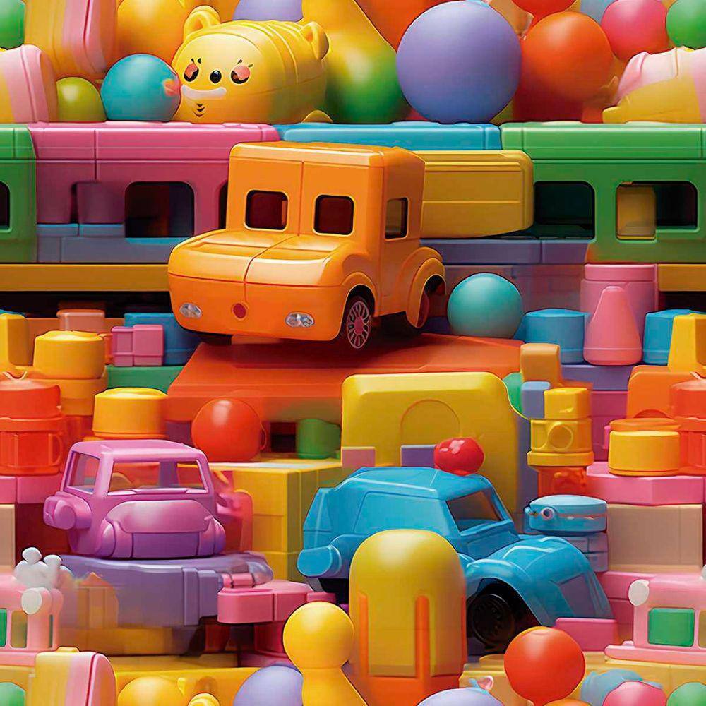 Papel de Parede Auto Adesivo Quarto Menina Carrinho Colorido Infantil Vinil decorativo 18m