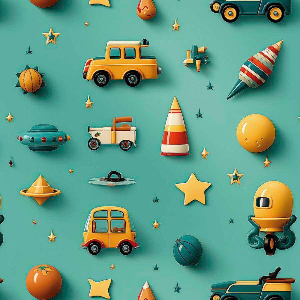Papel de Parede Auto Adesivo Quarto Bebê verde Nave espacial Infantil decorativo Vinil 12m
