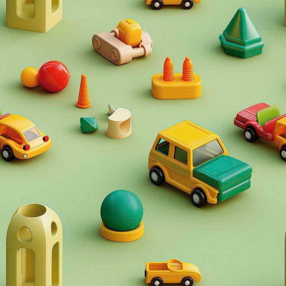 Papel de Parede Auto Colante Infantil Carrinhos Coloridos Decorativo Vinilico Quarto Bebê 3m
