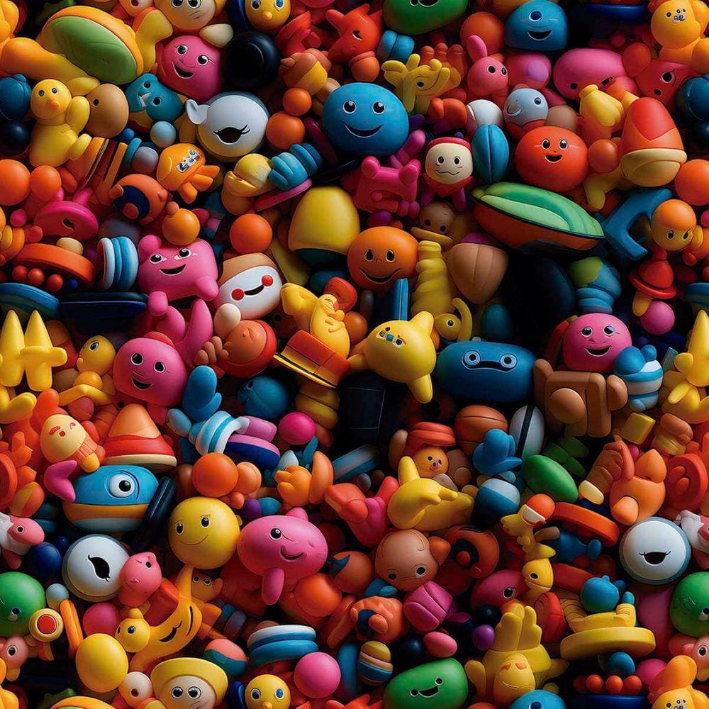 Papel de Parede Auto Adesivo Quarto Infantil Brinquedos fofos Coloridos Vinil Quarto Criança 12m