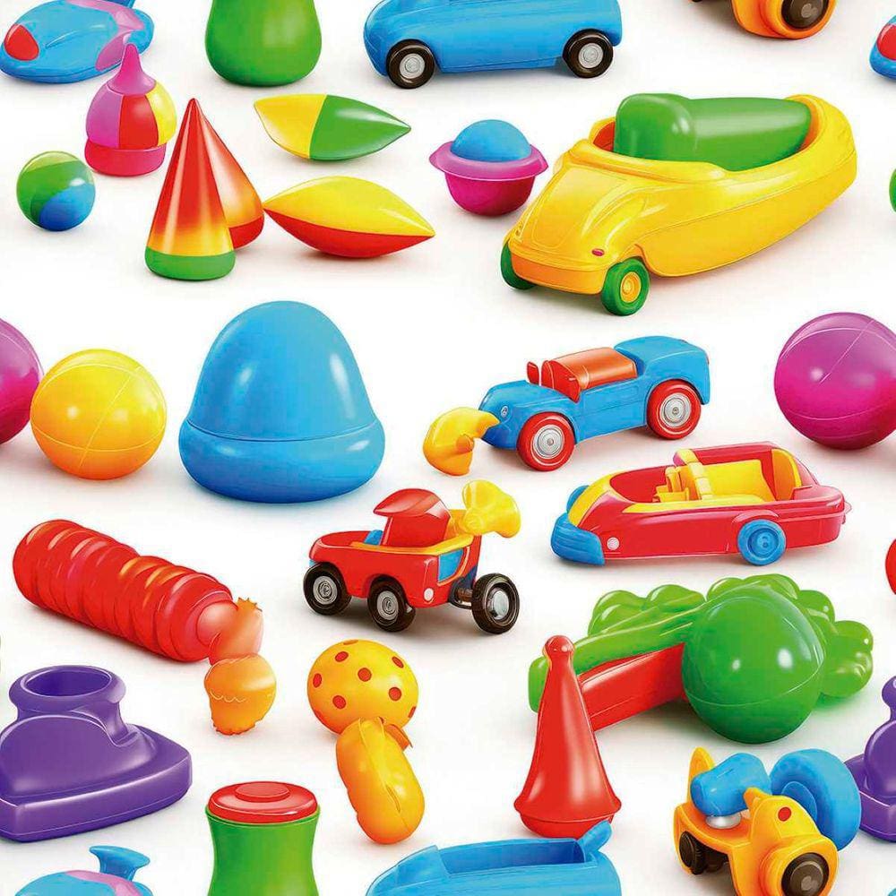 Papel de Parede Auto Adesivo Quarto bebê Brinquedos Coloridos Decorativo Vinil Infantil Lavavel 3m