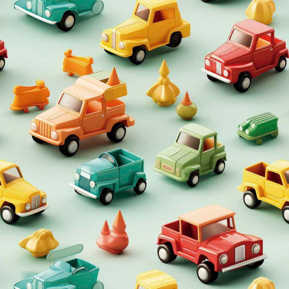 Papel de Parede Auto Colante Infantil Verde Carrinhos Coloridos Vinil Quarto criança bebê 18m