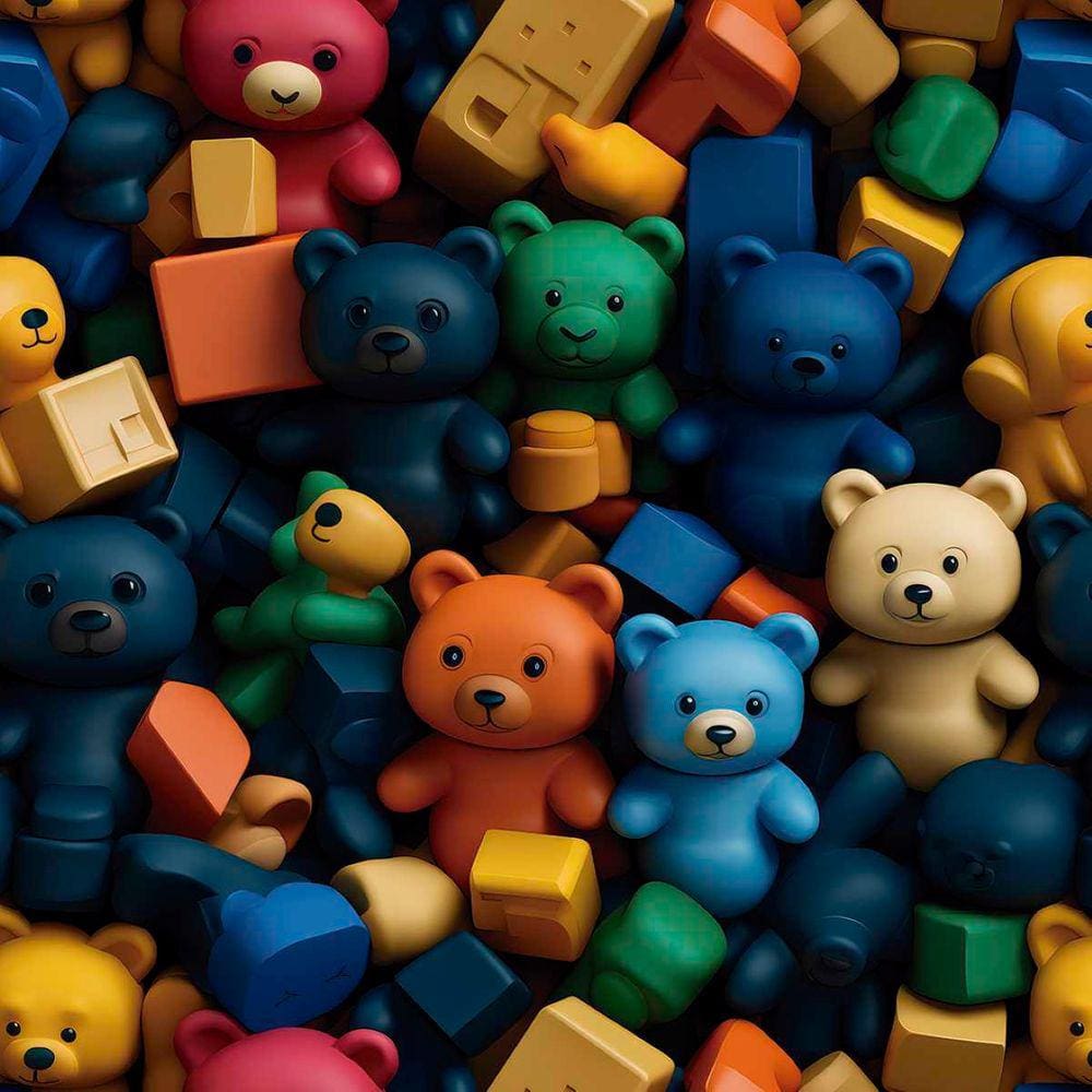 Papel de Parede Auto Colante Infantil Brinquedinhos Coloridos Vinil Decorado Quarto Bebê 18m