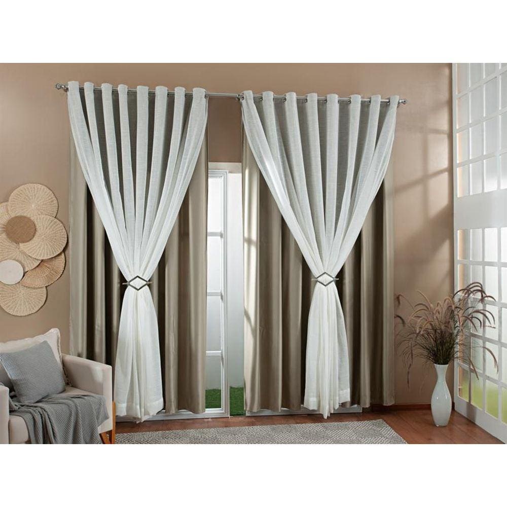 Cortina Gaze Linho Forro Blackout 4,00X2,70 Sala E Quarto