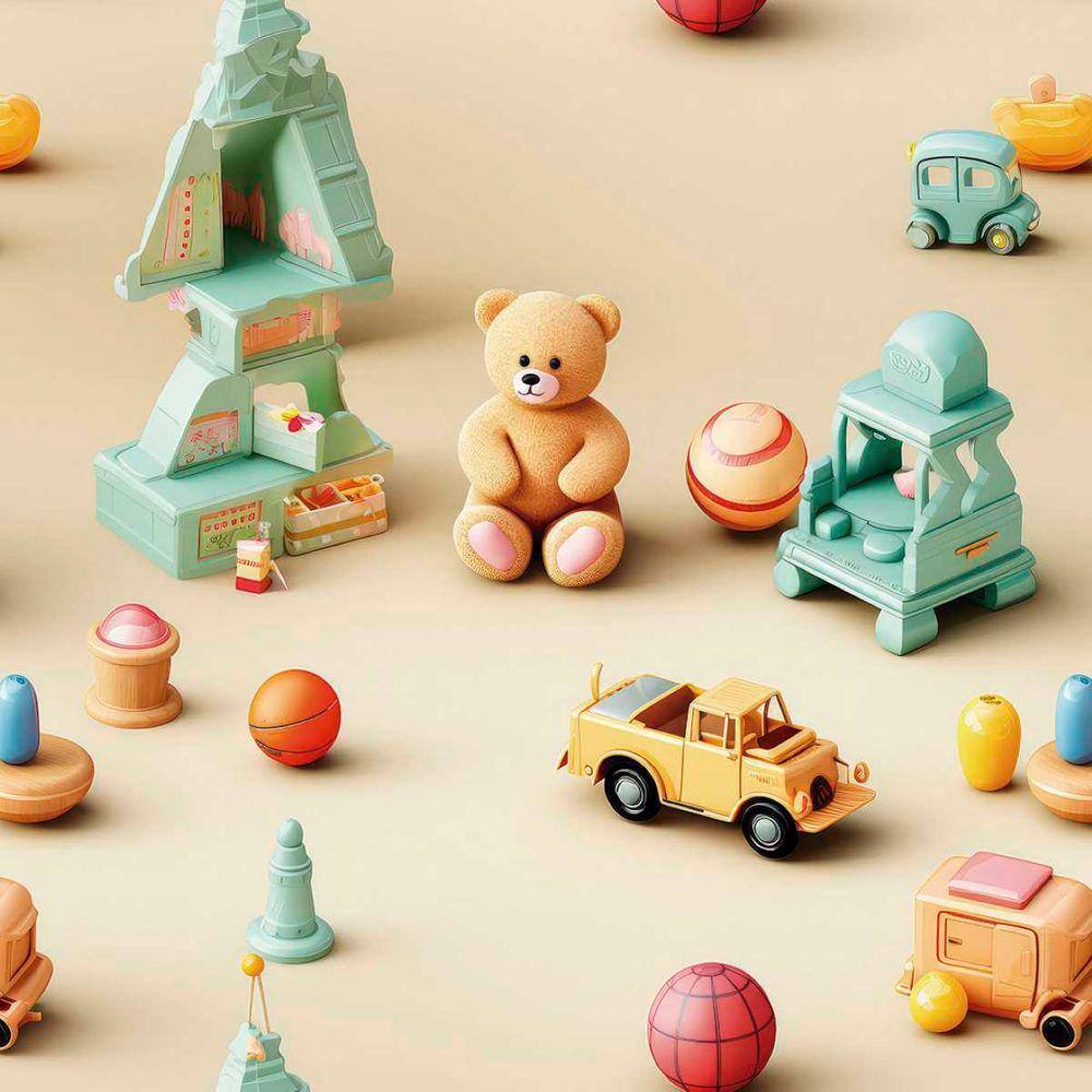 Papel de Parede Auto Adesivo Infantil Urso Fofo bege decorativo Quarto Criança Bebê Lavavel 15m