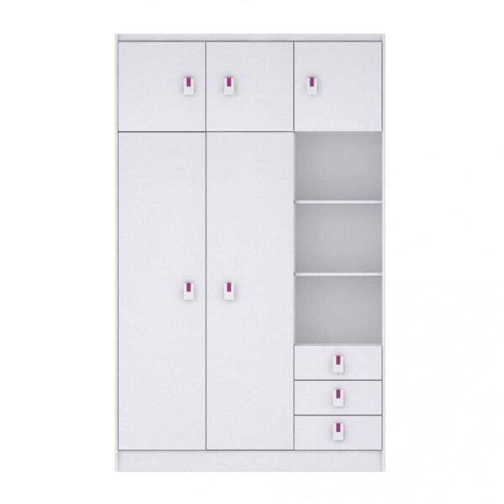 Guarda Roupa de Bebê 5 Portas Flex Branco/Rosa/Azul