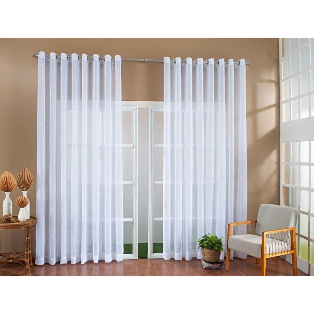 Cortina Luxo Gaze Linho Sem Forro 4,00X2,80 Branca