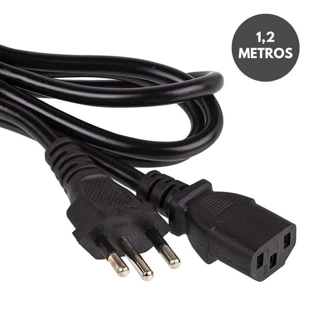 Cabo De Alimentação Ac Pc Monitor Fonte Tripolar 1,2M Plug