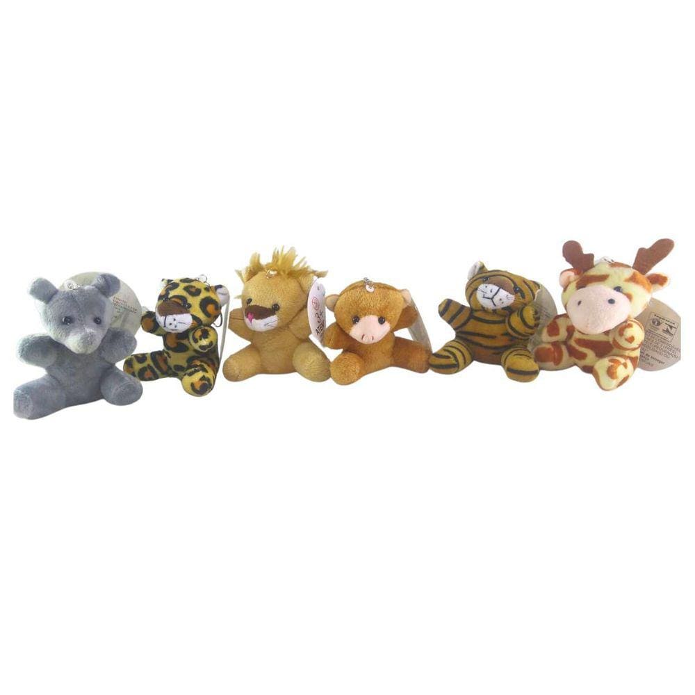 Chaveiros Lembrancinha Bichos Pelúcia Safari Kit 6 Uni - 8cm