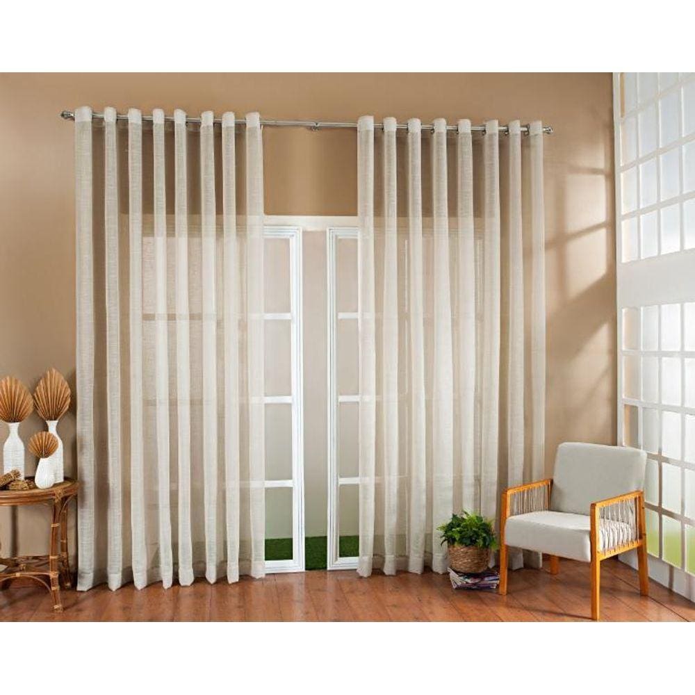 Cortina Luxo Gaze De Linho Sem Forro 4,00X2,80 Bege