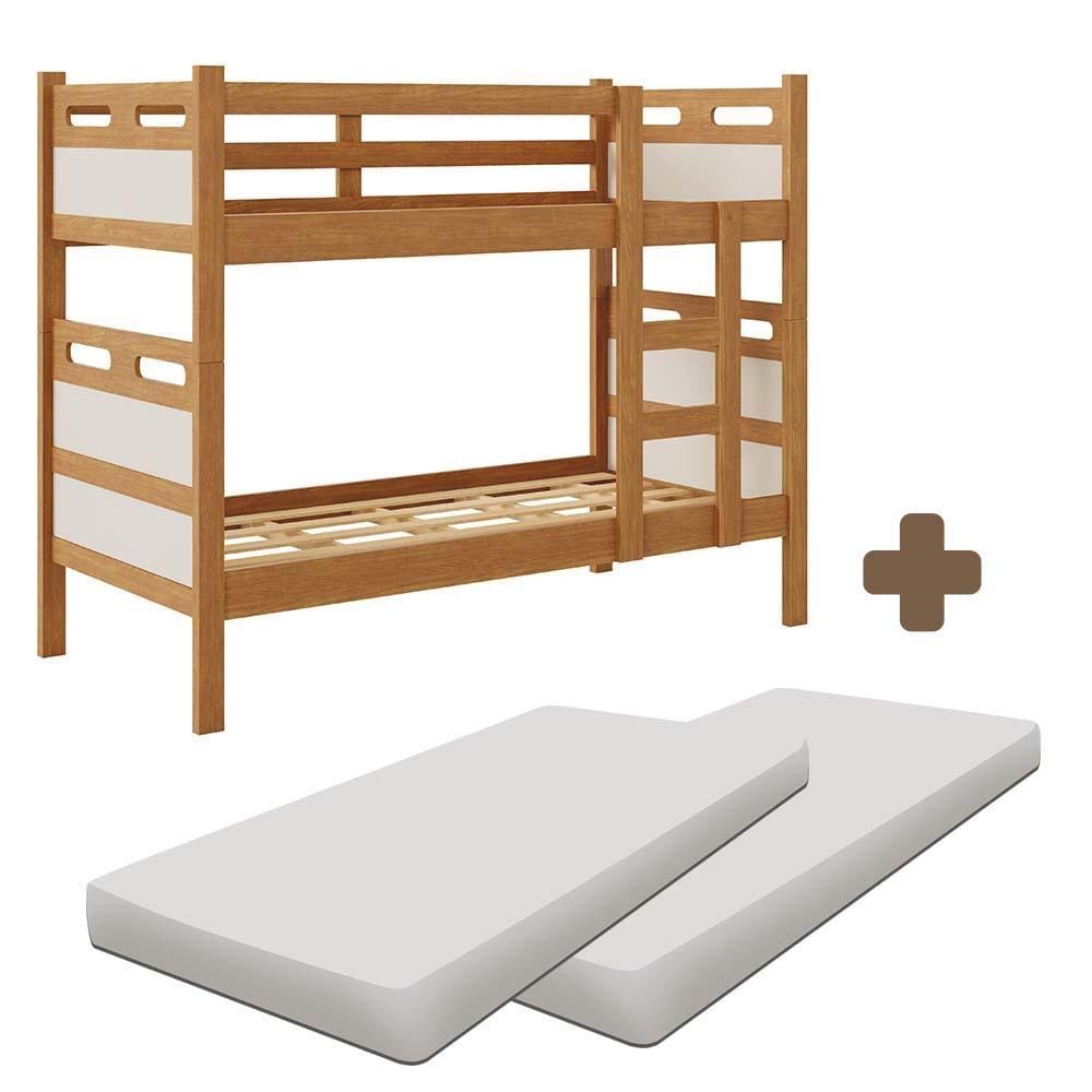 Beliche de solteiro com colchões Nature Off White Jaspe Fênix
