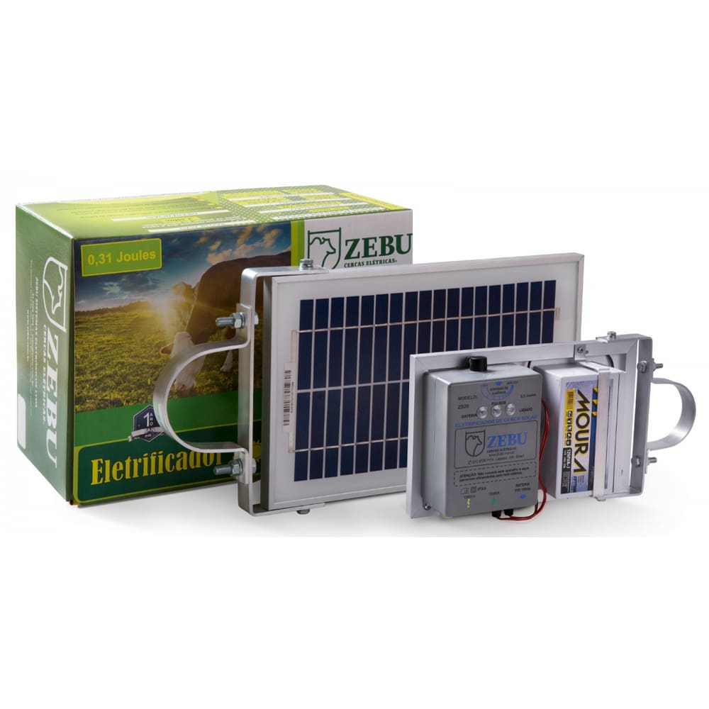 Bi Eletrificador Solar Bateria Integrada Zebu Zs20 20Km Choque Cerca Eletrica