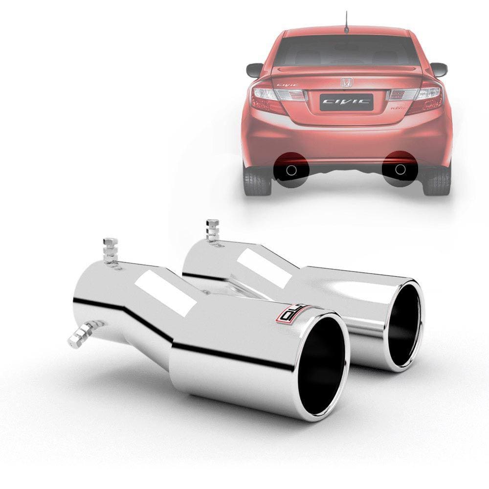 Ponteira De Escapamento Esportivo Outs Civic 2012 Até 2016 Aço Inox Top Duplo