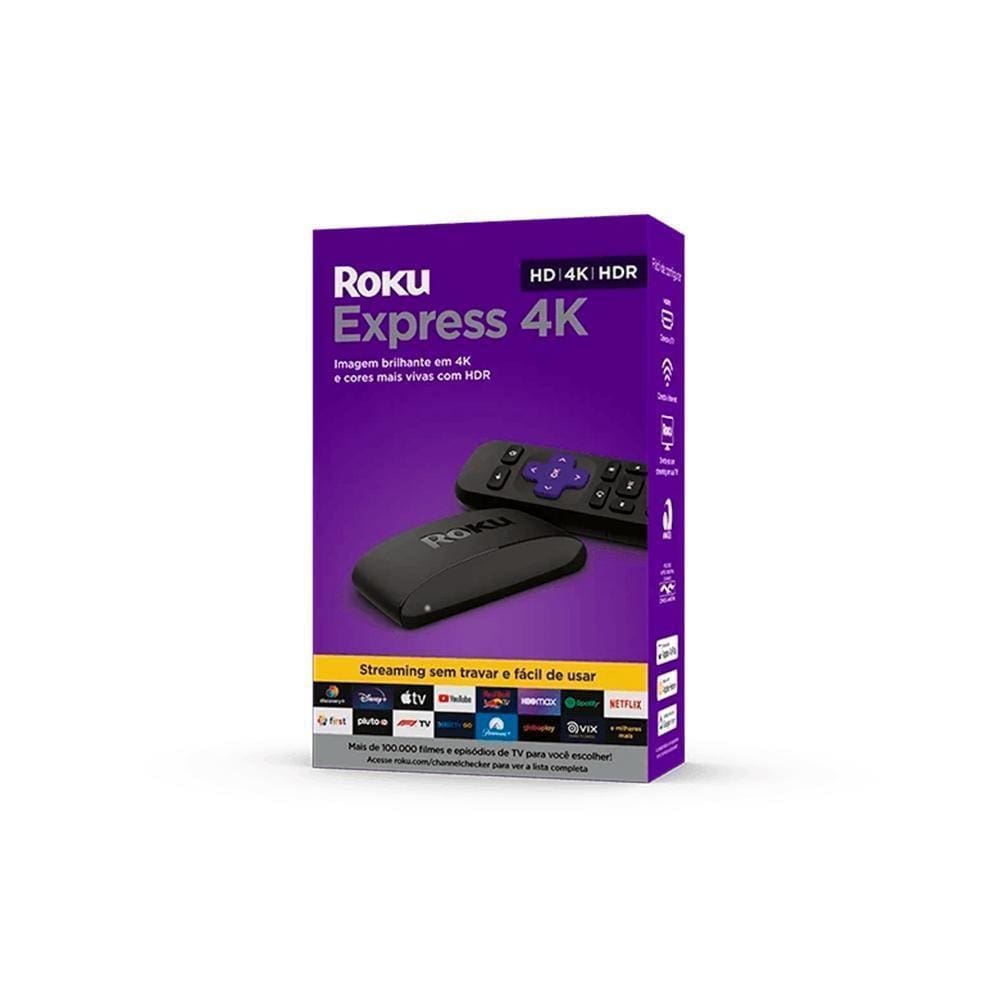 Streaming Player Roku Express 4K Com Controle E Cabo Hdmi