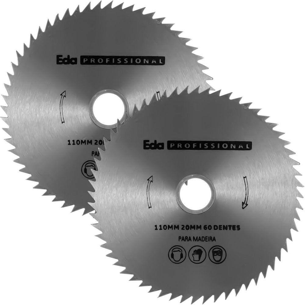 Jogo com 2 Discos de Serra 110mm 60 Dentes Eda Profissional