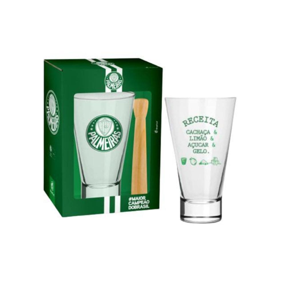 Kit Caipirinha Copo e Socador 400ml - Verdão