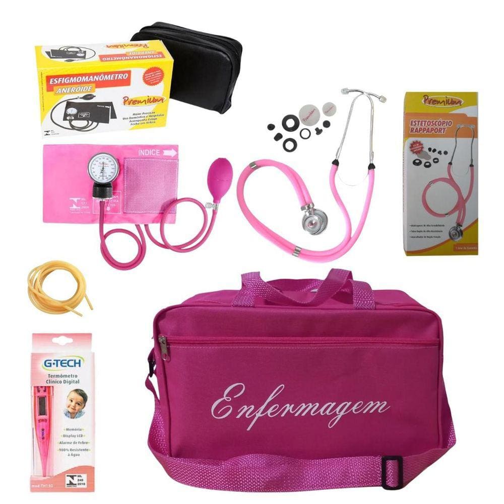 Kit De Enfermagem Esteto Aparelho De Pressão Rosa