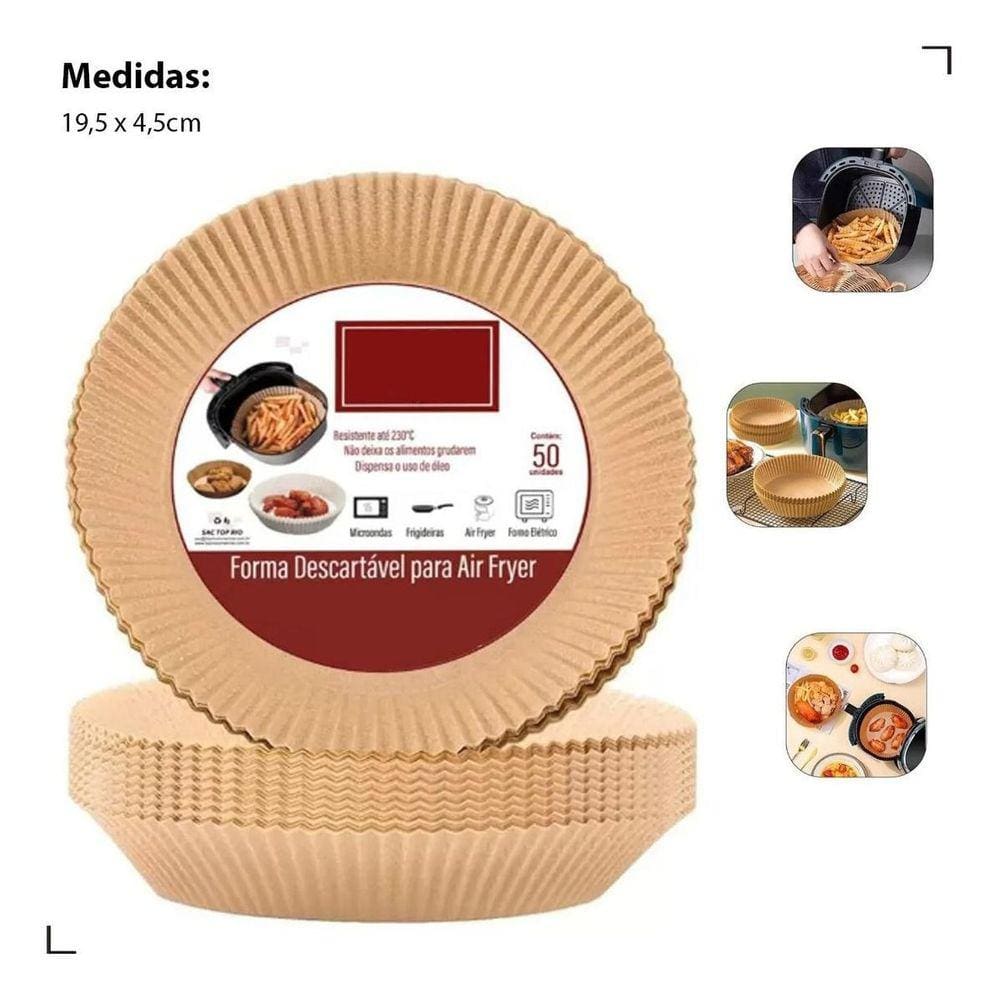 Forma Descartável Para Air Fryer Papel 50 Unidades 20Cm