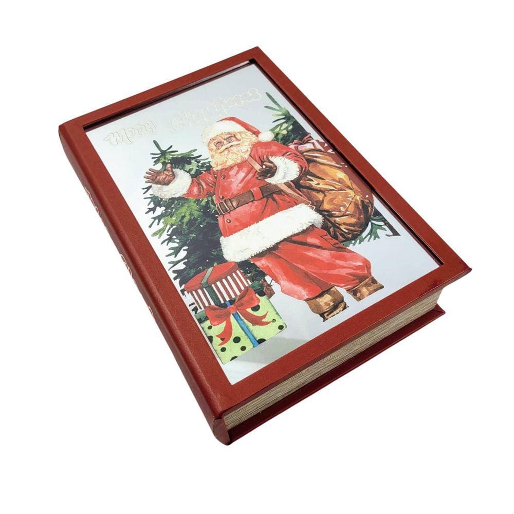 Caixa Livro Espelhada Natalina Papai Noel 30x21x7cm - VM