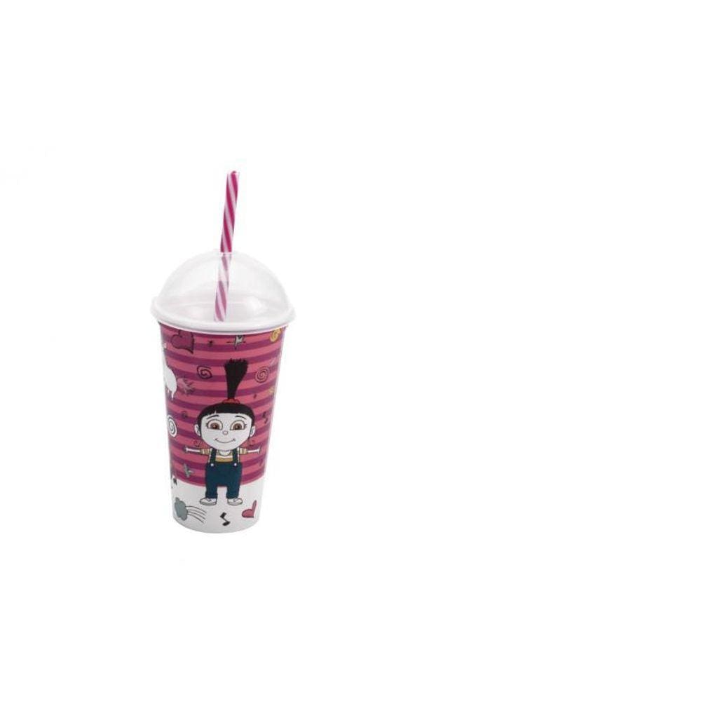 Copo Shake de Plástico 500 ml com Tampa e Canudo Meu Malvado