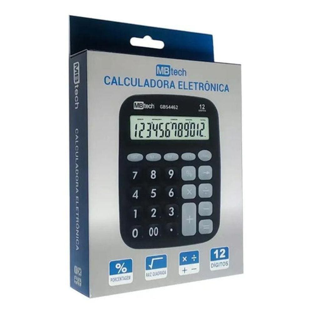 Calculadora Digital 12 Dígitos A Pilha Gb54462 Mbtech