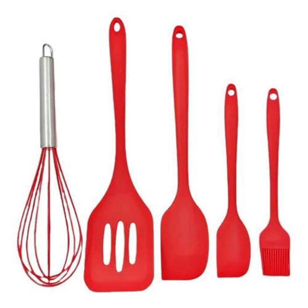 Kit De Utensílios De Silicone - 5 Pçs - Preto