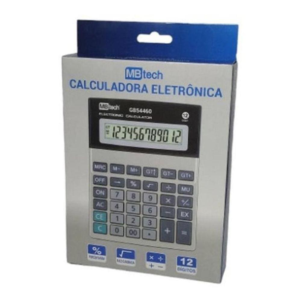 Calculadora Digital 12 Digitos A Pilha Gb54460 Mbtech