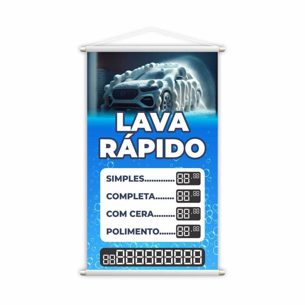 Banner Lava Rápido Automóvel Carro Contato 80X50Cm