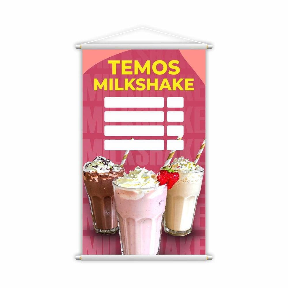 Banner Temos Milkshake Diversos Sabores Preço 80X50Cm