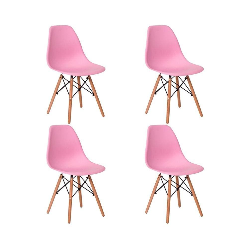 Kit 4 Cadeiras Eiffel Saarinen Wood Pés de Madeira
