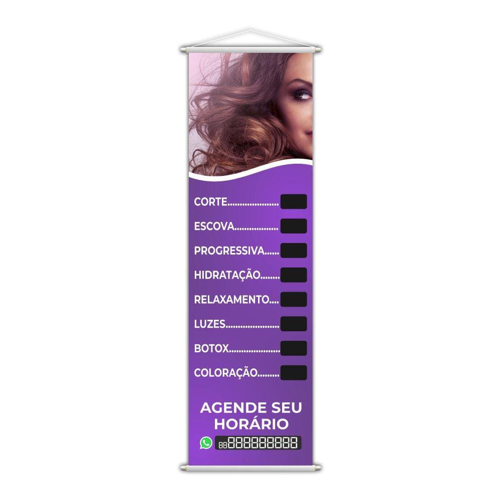 Banner Salão De Beleza Cabeleireiro Tratamentos 100X30Cm